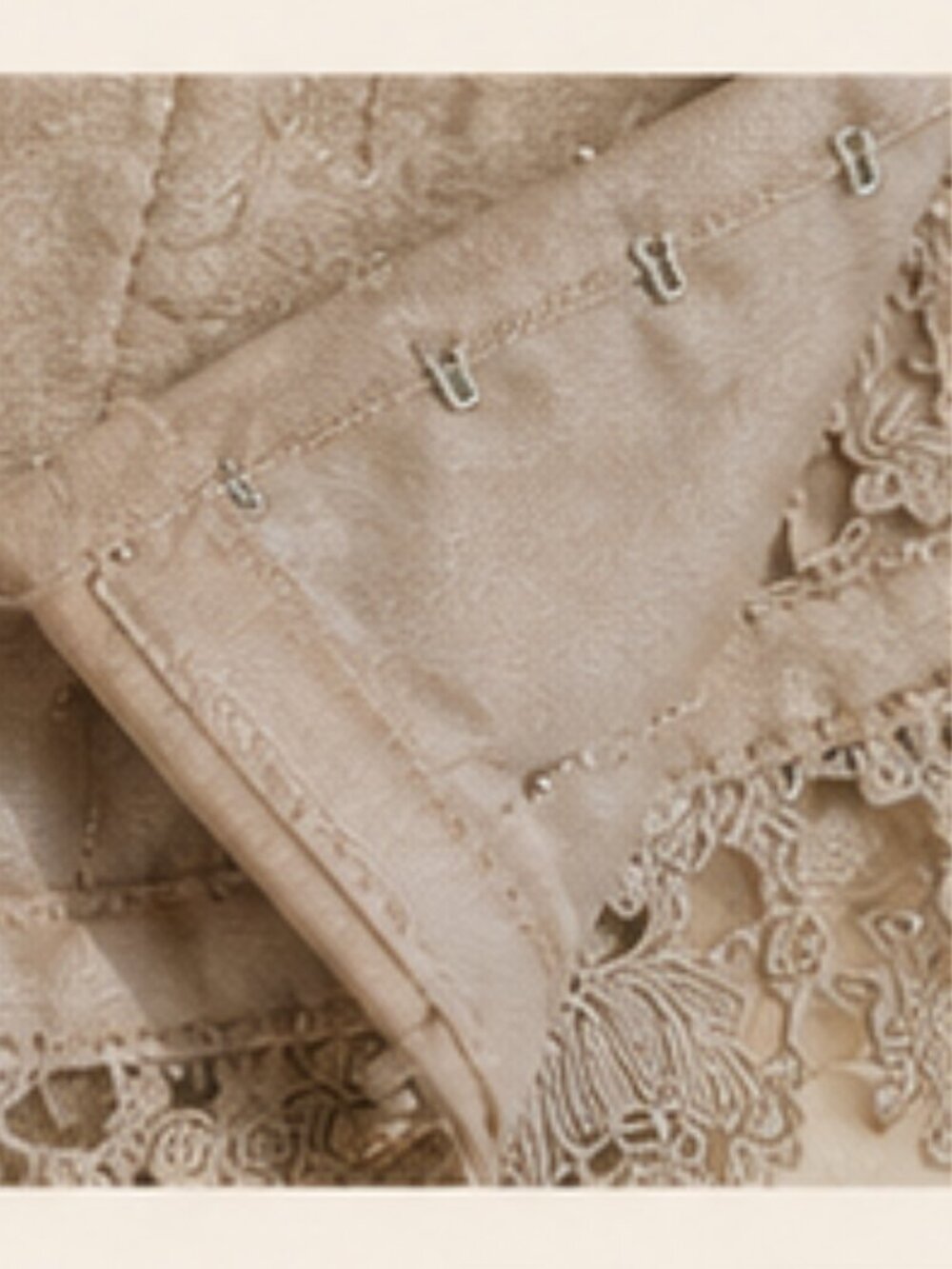 Romantic Balletcore Vintage Lace Corset Caché Silk Blend Made USA Gigi Clark S - Picture 5 of 7